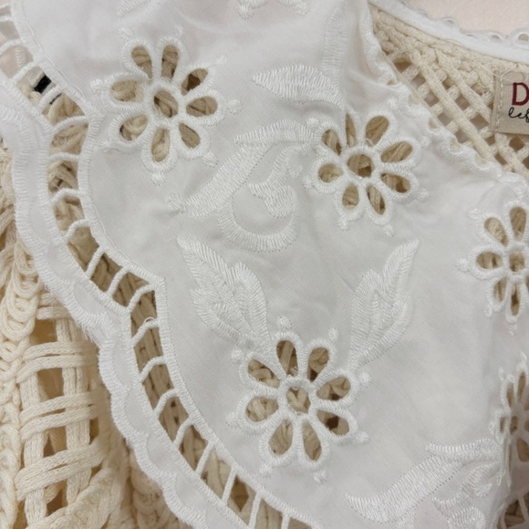 NWT Dolan Left Coast | Anthropologie Lace-Collar Crochet Cardigan/ Jacket, Small - Picture 7 of 12